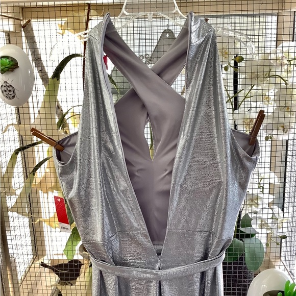Jennifer Lopez Sexy Silver X Strap Open Back Jumper Jumpsuit L - Picture 5 of 9